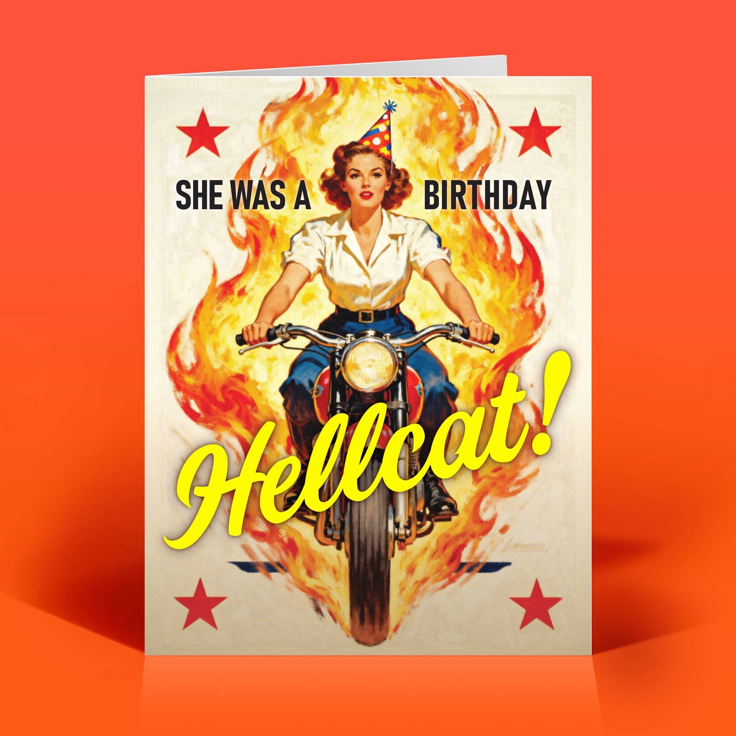 Funny Birthday Card - HELLCAT! - Vintage Quirky Humor