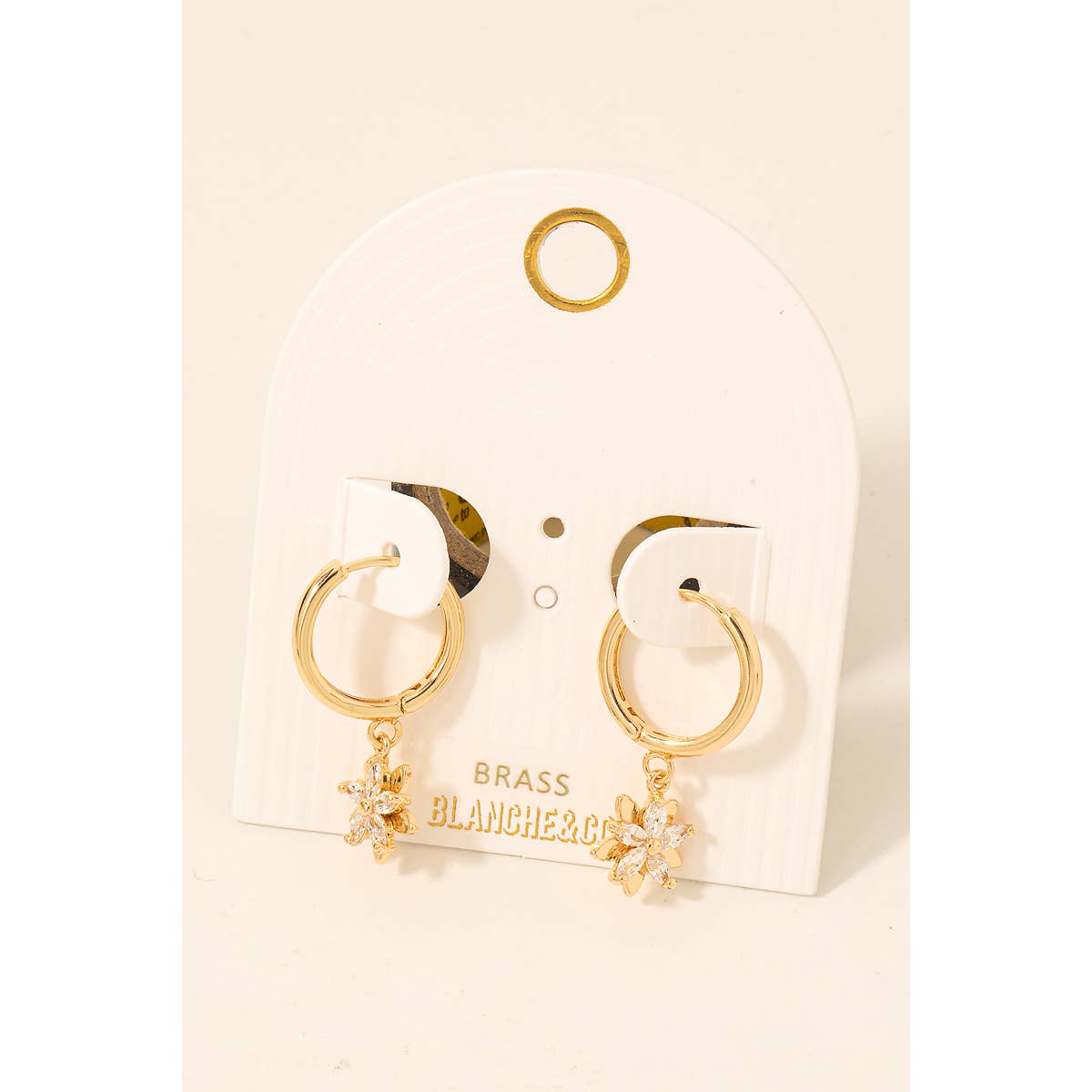 Rhinestone Flower Charm Hoop Earrings