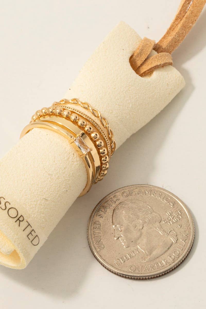 5Pc Mixed Band Rings Set