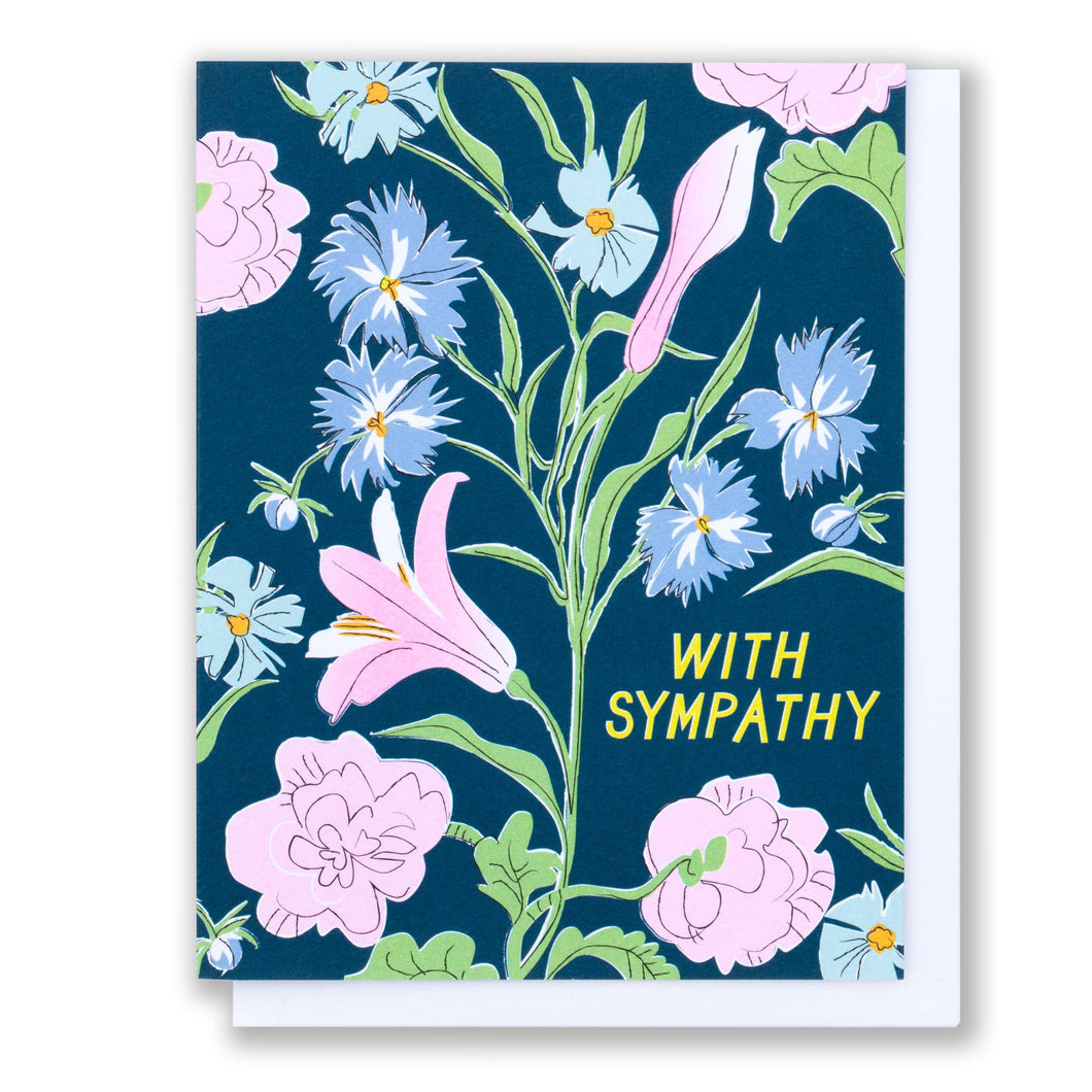 With Sympathy Floral Condolence Card with flowers 