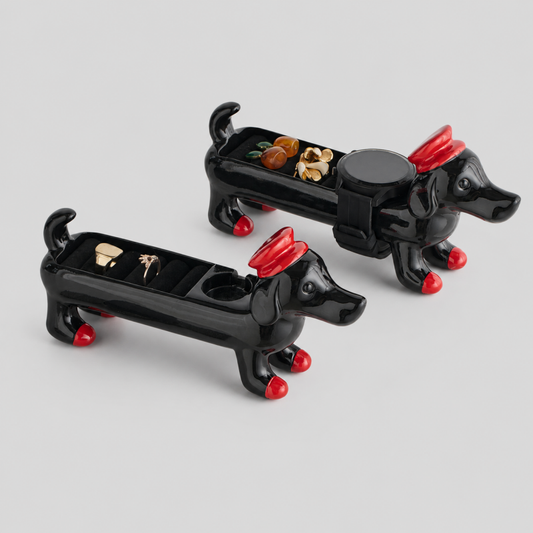 Whimsical Dachshund Resin Watch & Jewelry Holder