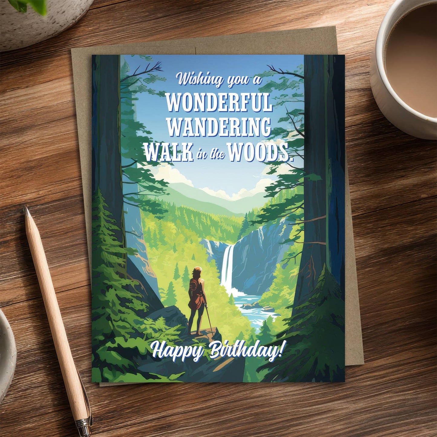 Walk in the Woods – Recycled Birthday Card for Hikers