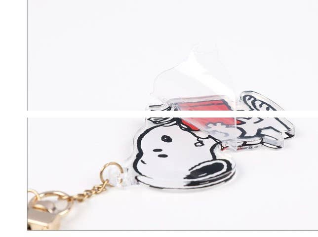 Peanuts Snoopy acrylic charm keychain ring with Mini Memo