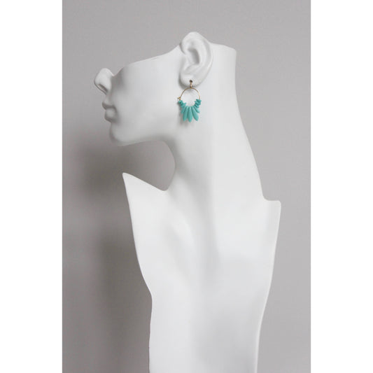 EMIE09 Turquoise glass small hoops