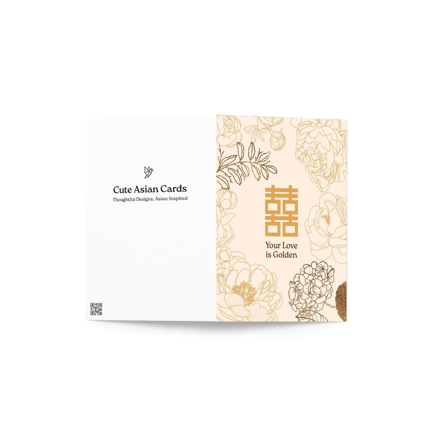 Golden Love Asian Wedding Cards | Chinese Double Happiness Character