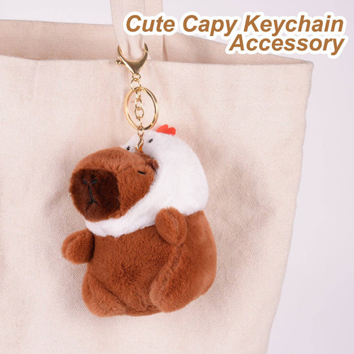 Capybara Chicken Hat Plush Keychain - Front & Company: Gift Store