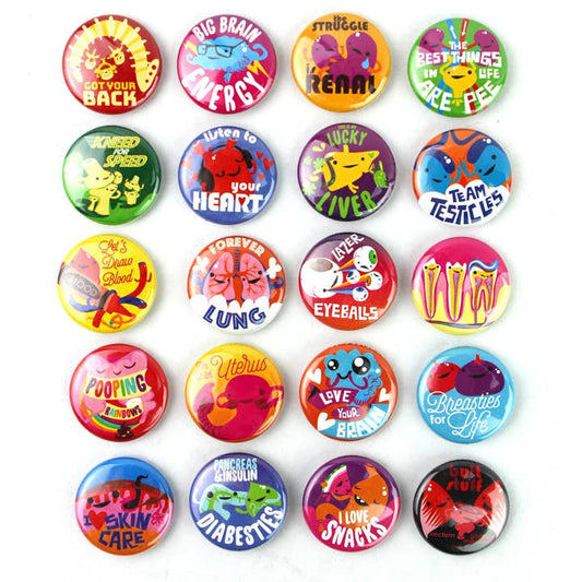 Cute Organs & Health Care Funny Button Assorted