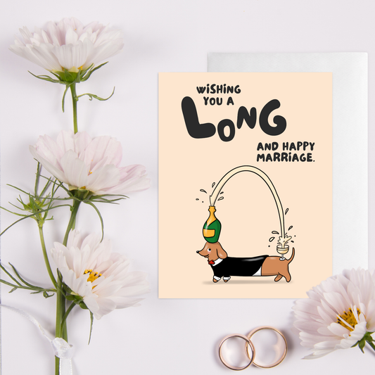 Dachshund Wedding Couples Engagement Card (Long Marriage)