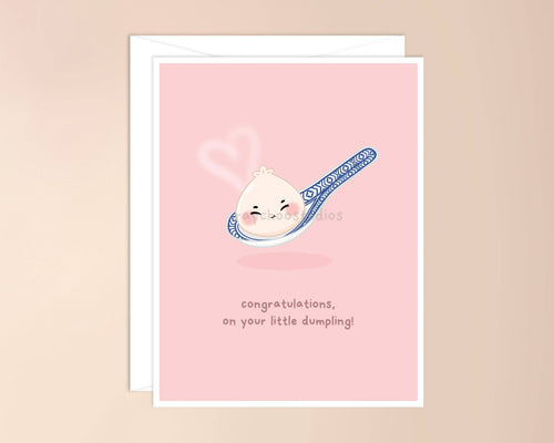 Congratulations on Your Little Dumpling Baby Card - Pink - Front & Company: Gift Store