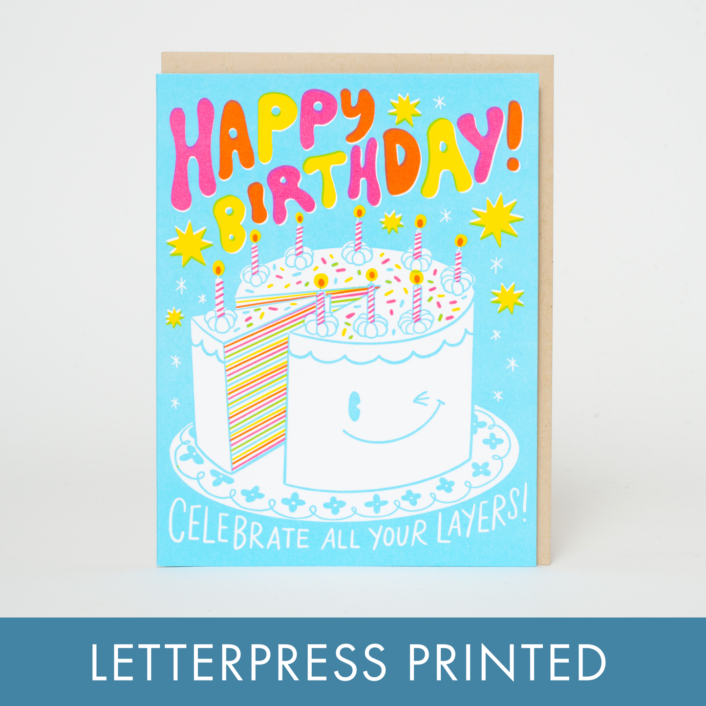Cake Layers Birthday Letterpress Greeting Card by Hello!Lucky