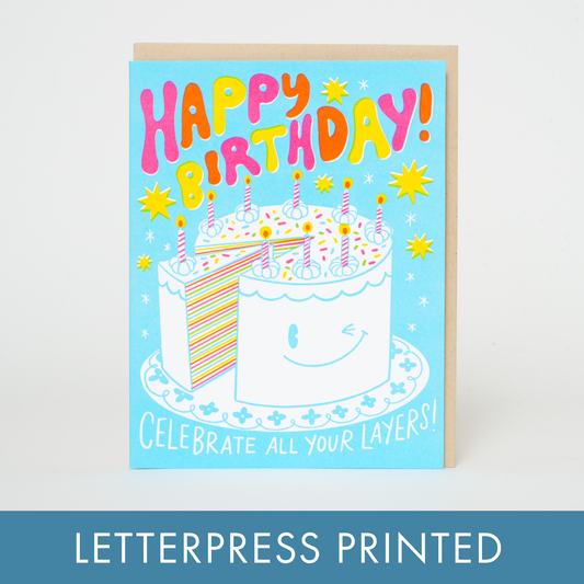Cake Layers Birthday Letterpress Greeting Card by Hello!Lucky