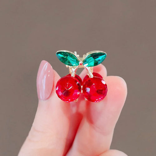 Cherry Rhinestone small Hair Claw - Front & Company: Gift Store