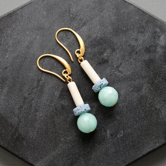 KYLE17 amazonite and lava bead earrings