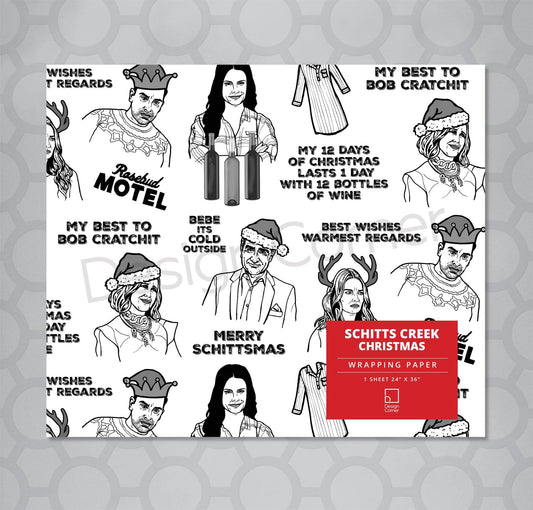 Schitt's Creek Christmas Gift Wrap 24"x36" Sheet