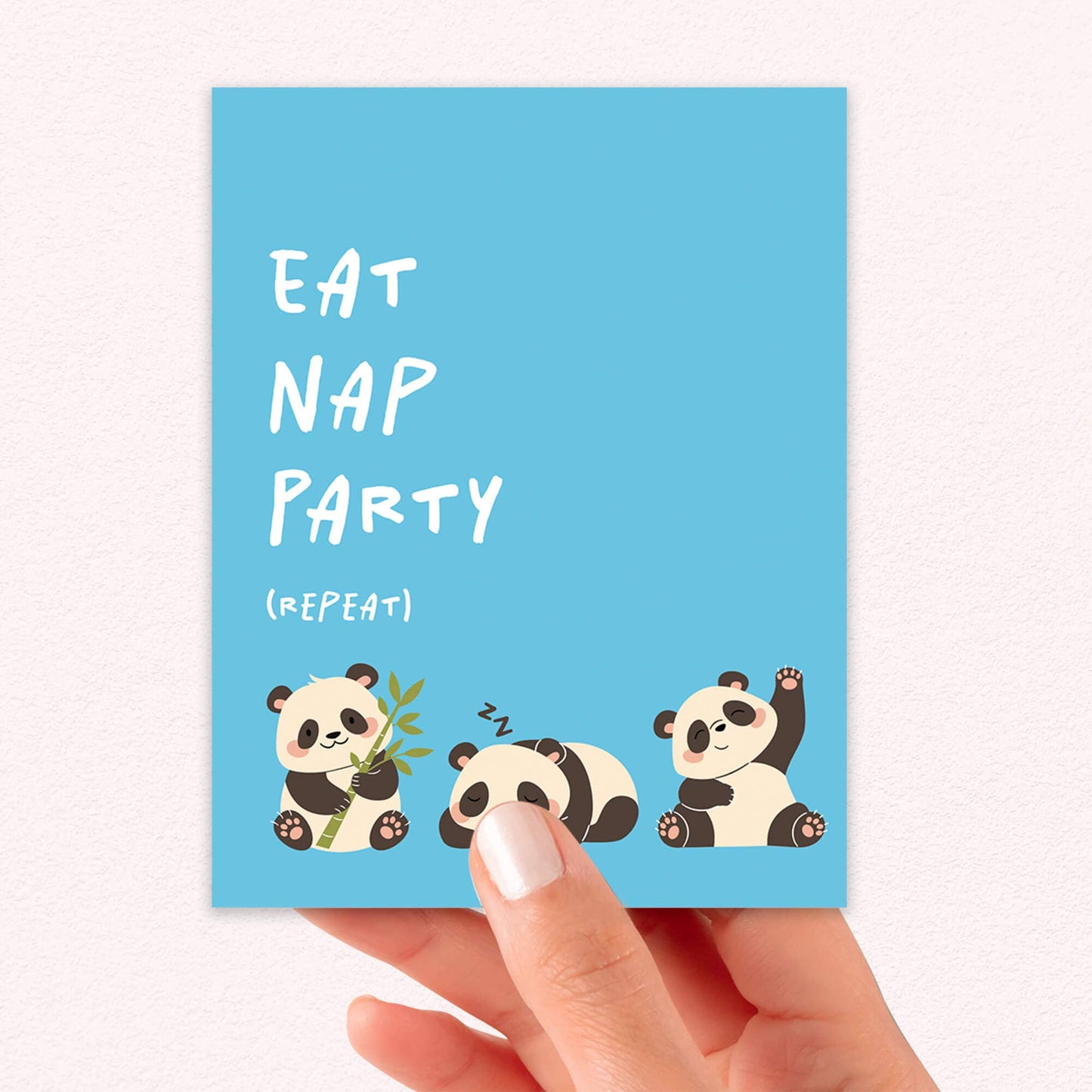 Eat Nap Party Birthday Card | Funny Aesthetic Chinese Panda Greeting Cards
