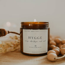 Load image into Gallery viewer, Hygge Soy Candle in Amber Jar with Gold Lid | 9 oz | 4 oz
