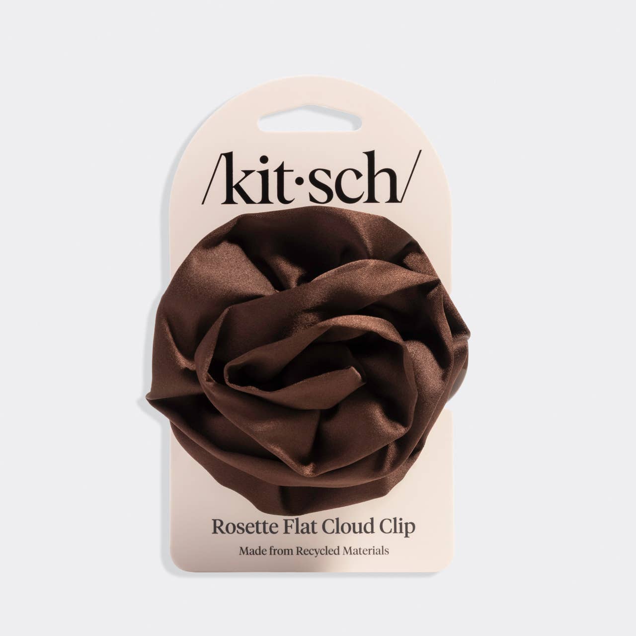 Satin Rosette Medium Flat Cloud Clip - Chocolate