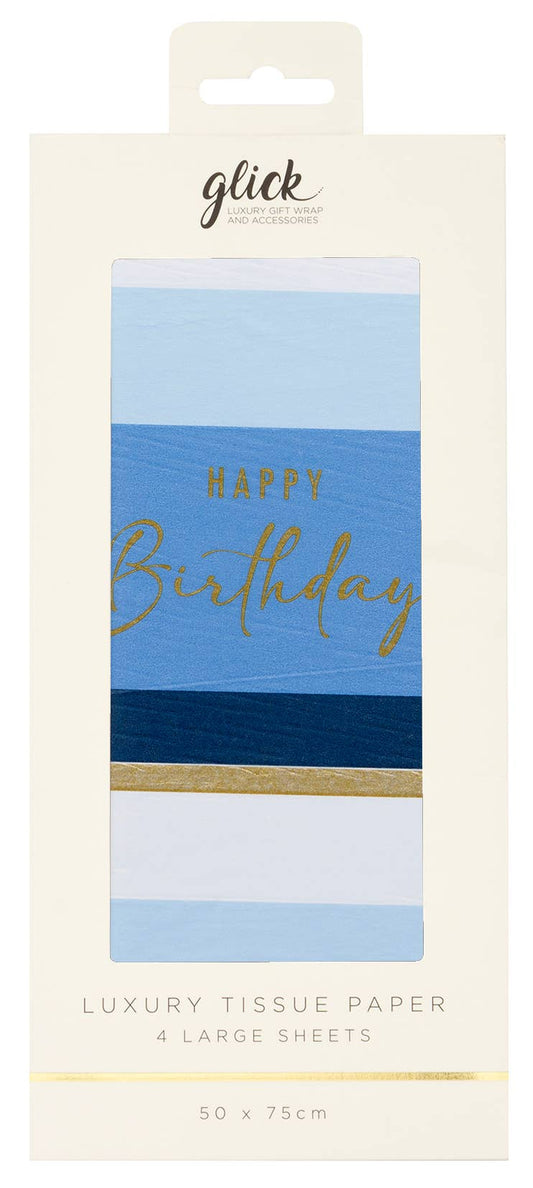 Tissue Patterned Birthday Stripe Blue
