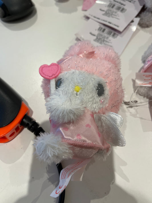 my melody sparkle w heart wand plush keychain