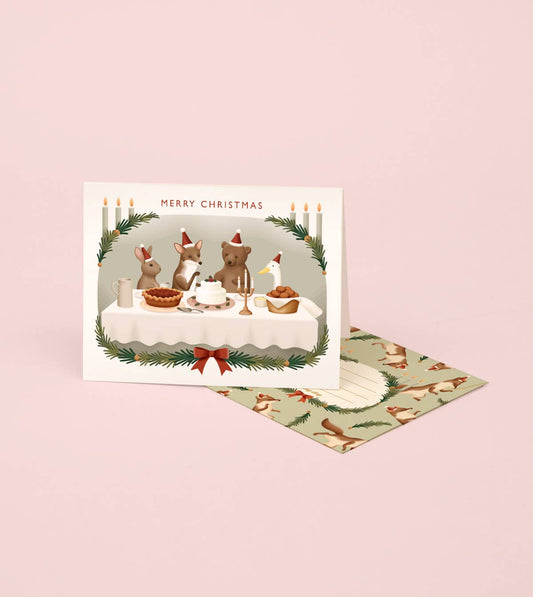 Animals Christmas Dinner Party Card