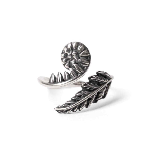 Sterling Silver or Bronze Adjustable Fern Ring