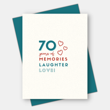 Load image into Gallery viewer, Years of memories birthday card 50, 60, 70, 80, 90, 100th: 70th birthday
