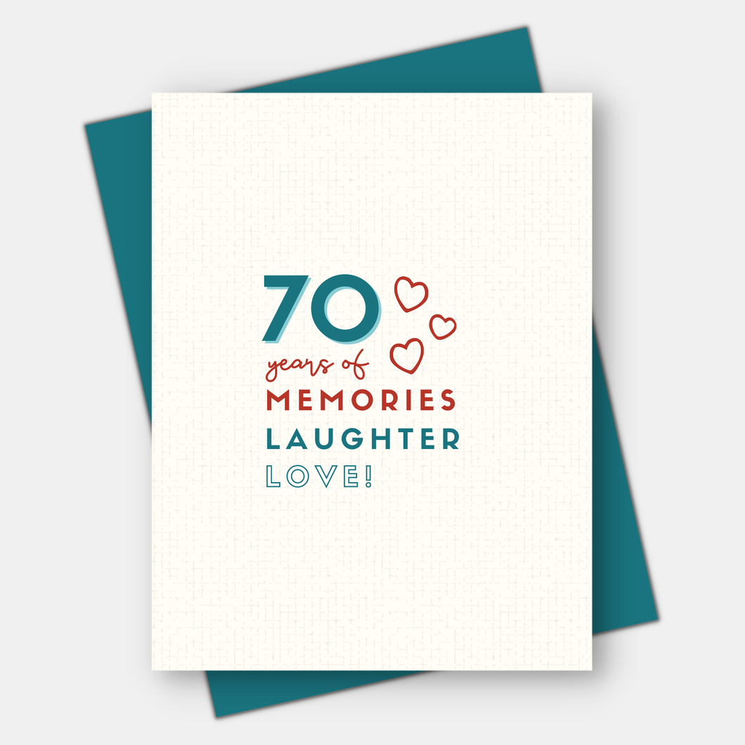 Years of memories birthday card 50, 60, 70, 80, 90, 100th: 70th birthday
