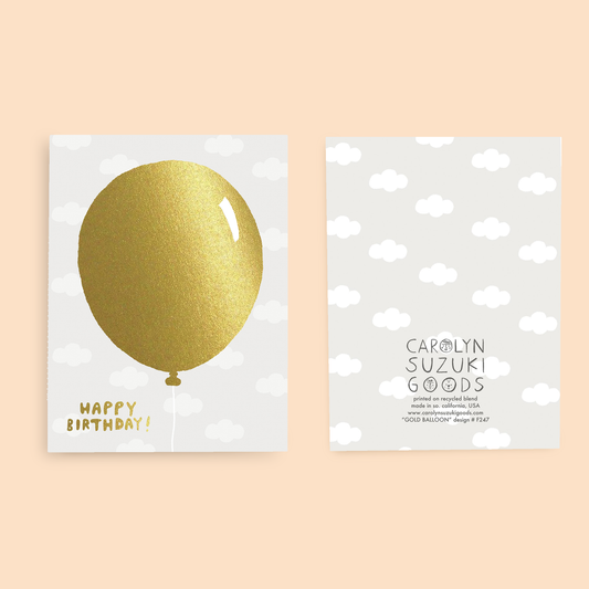 GOLD BALLOON - Birthday Card