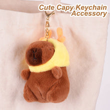 Load image into Gallery viewer, Capybara Dragon Hat Plush Keychain
