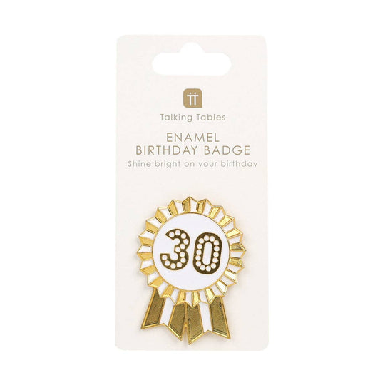 Gold Enamel Birthday Pin Badge | 30 | Milestone Birthday |