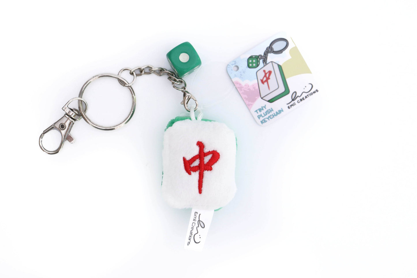 Cute Mahjong Tile Plush Keychain - Zong, Qi, Fa, and Ba Tiles
