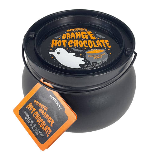 Orange Hot Chocolate Cauldron w/ Ghost (10oz Cauldron) - Front & Company: Gift Store