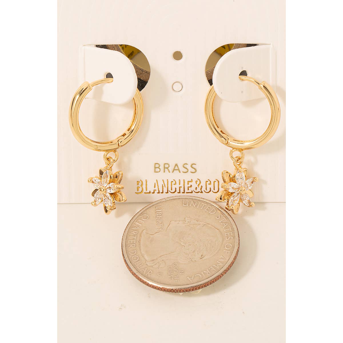 Rhinestone Flower Charm Hoop Earrings