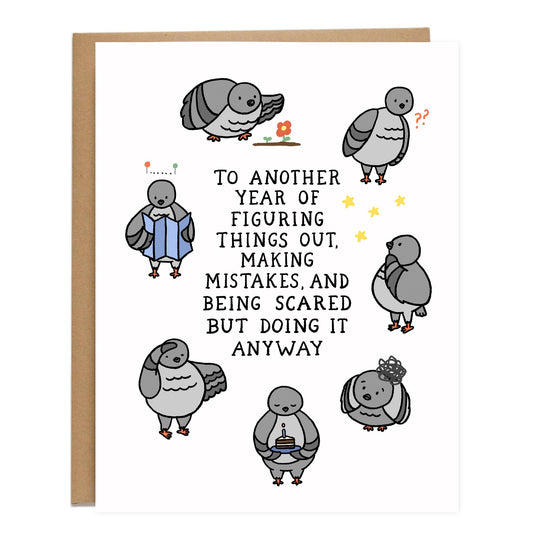 Figuring It Out Pigeons Birthday Card