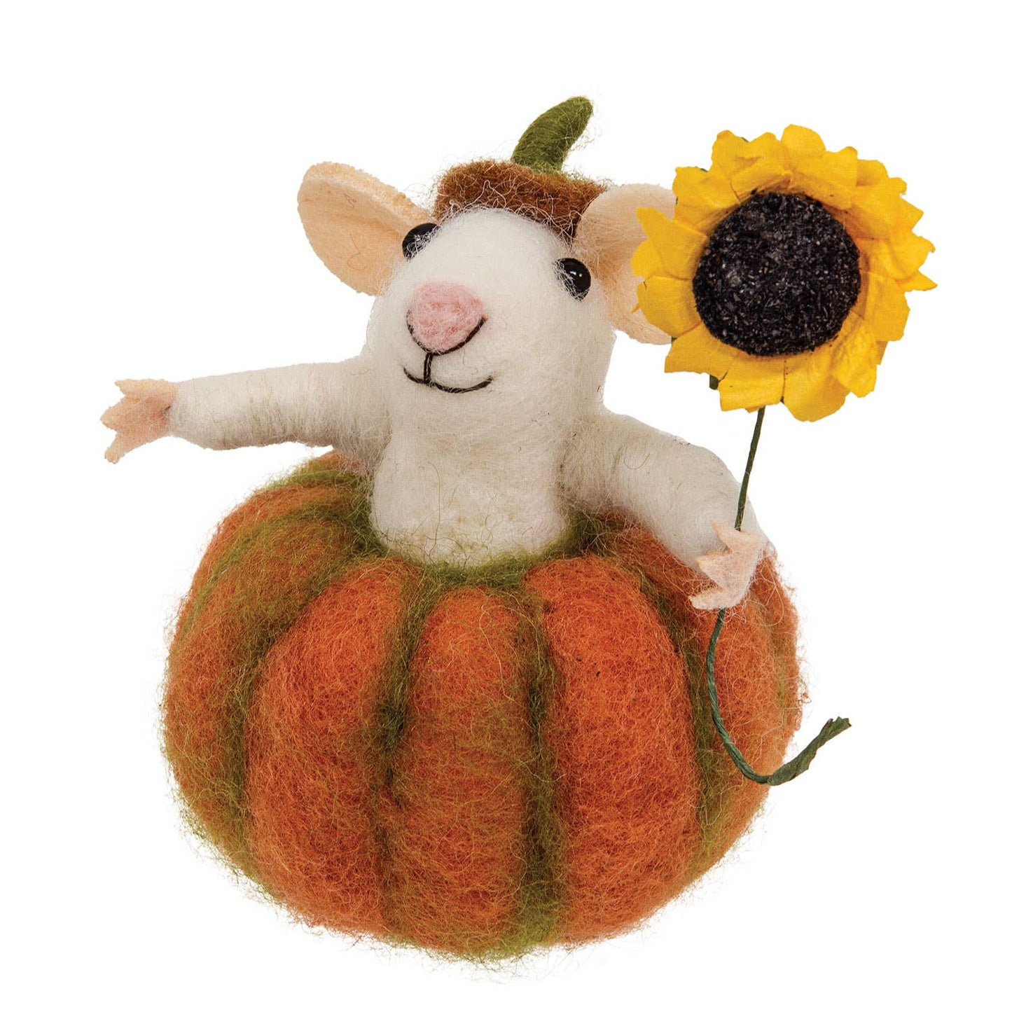 Mouse in Pumpkin Felted Ornament