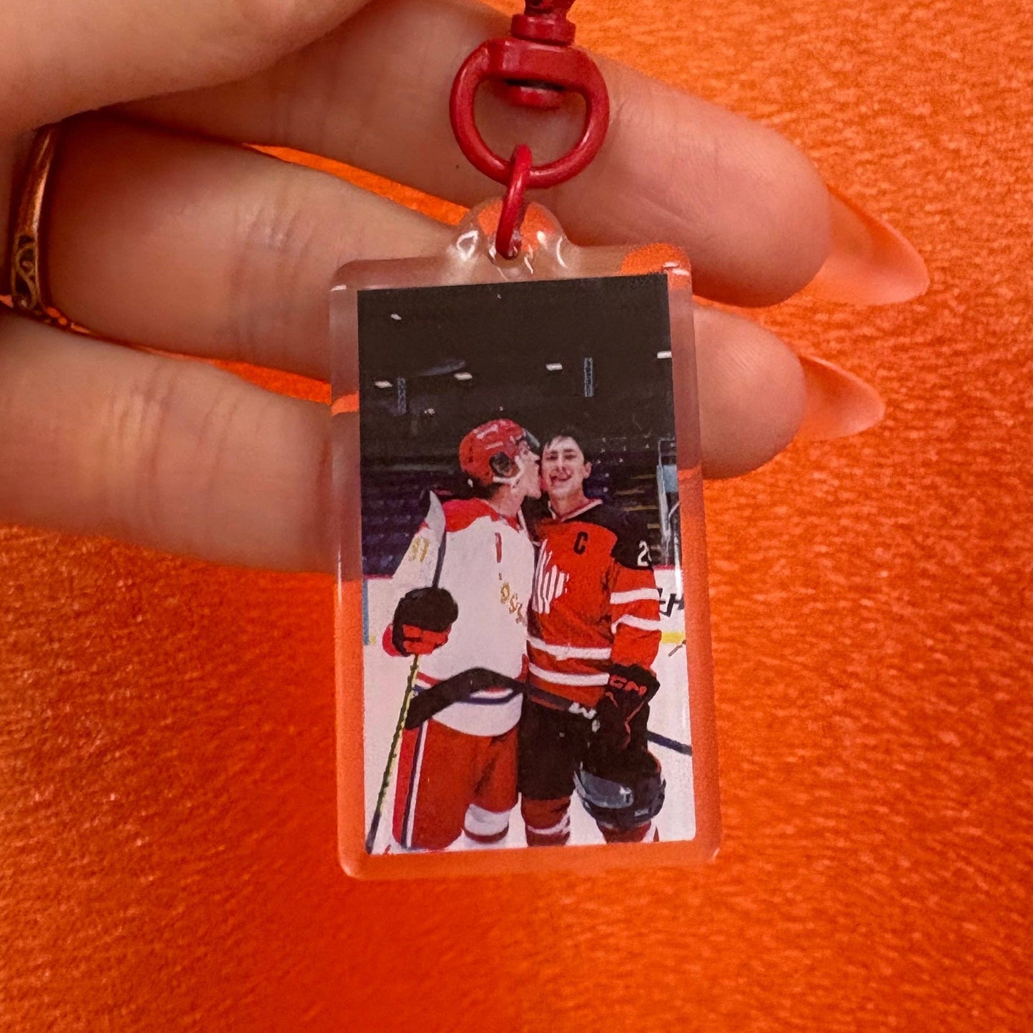 Heated Rivalry Hockey Kisses Bag Charm Keychain