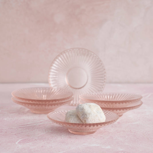 Pressed Pink Glass Small Plates