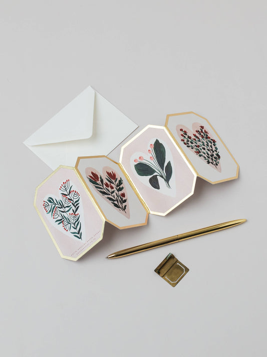 CONCERTINA HEART FLORAL DIE CUT LOVE MINI ANNIVERSARY CARD 