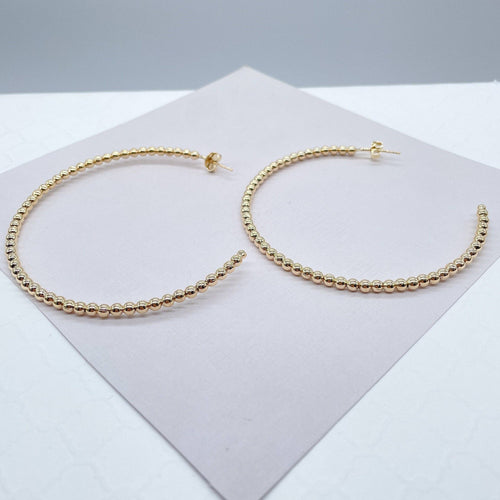 18k Gold Filled Extra Large Beaded Hoops - Front & Company: Gift Store