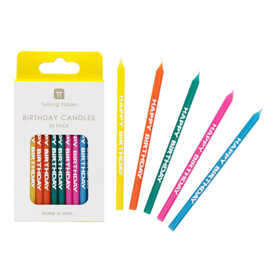 Rainbow Happy Birthday Candles | 24 Pack | Cake Candle |