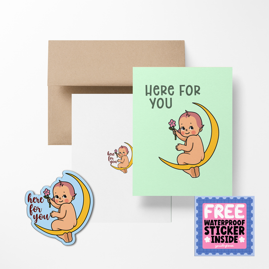 Here For You Retro Babies Valentines Greeting Cards