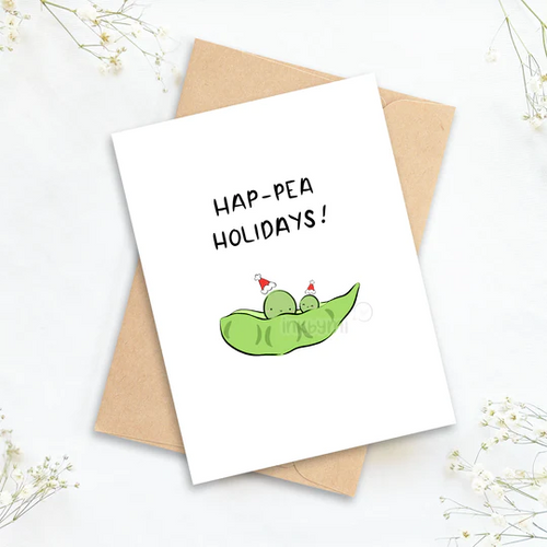 Hap-Pea Holidays Greeting Card - Front & Company: Gift Store