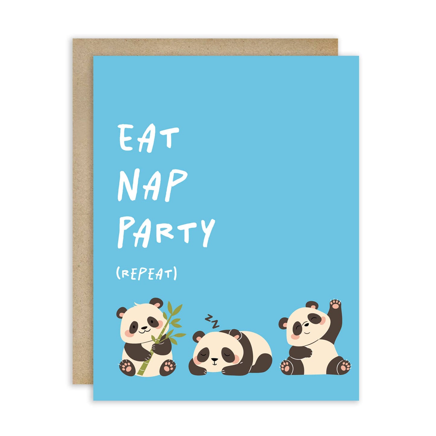 Eat Nap Party Birthday Card | Funny Aesthetic Chinese Panda Greeting Cards