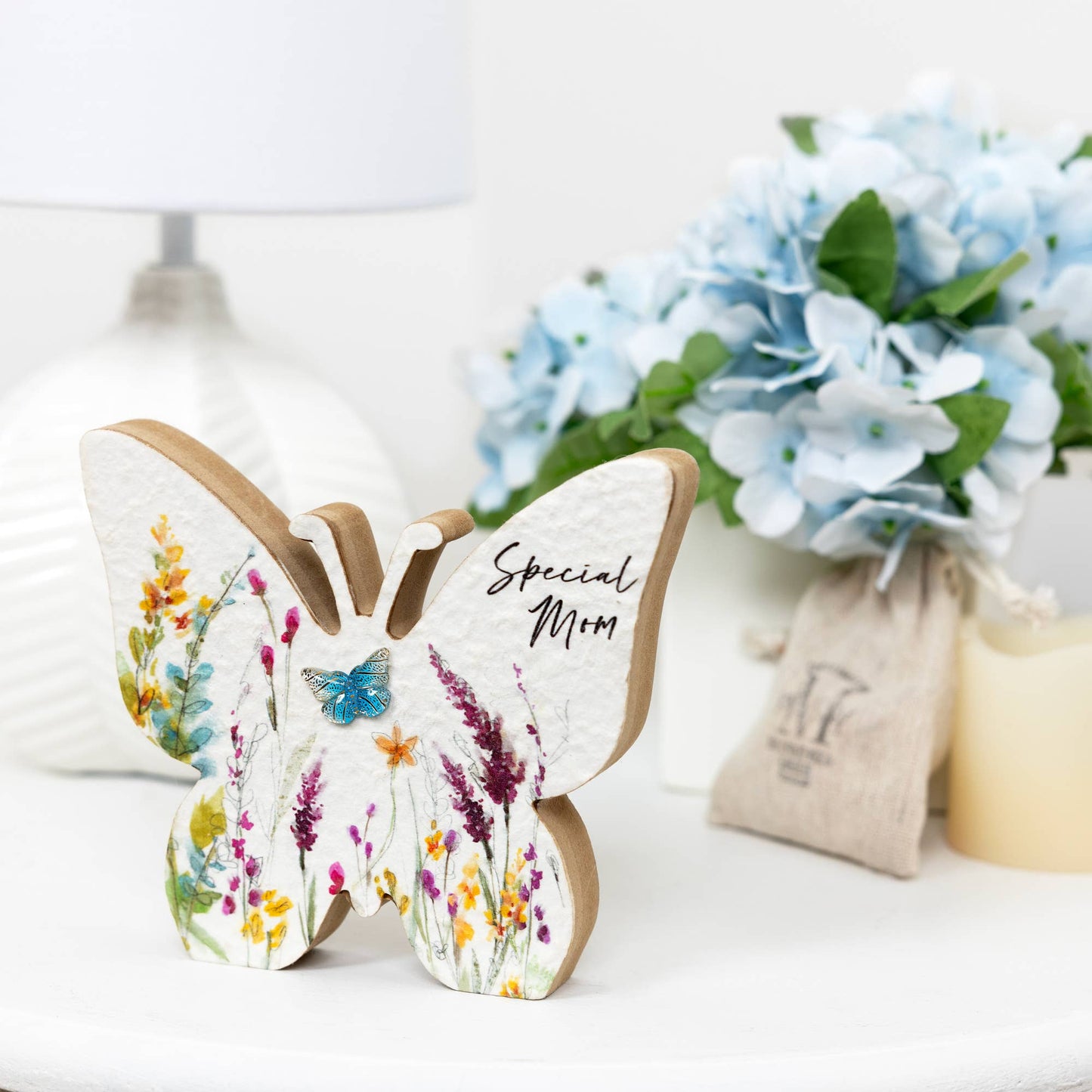 Mom - 5" MDF Butterfly Plaque