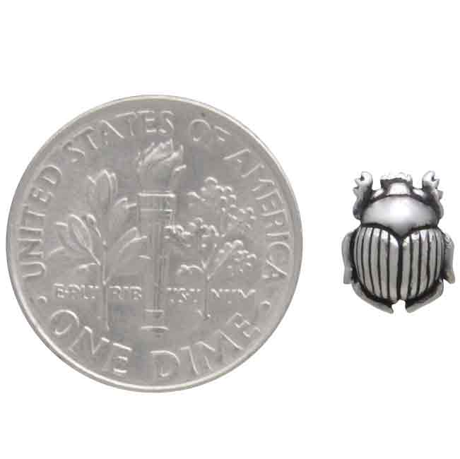 Sterling Silver Scarab Post Earrings 8x7mm