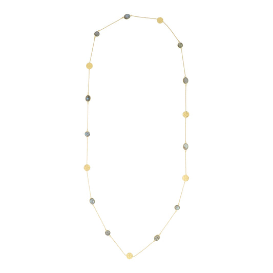 Labradorite and Hammered Disc Necklace