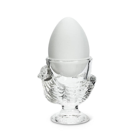 Glass Chicken Egg Cup 3"