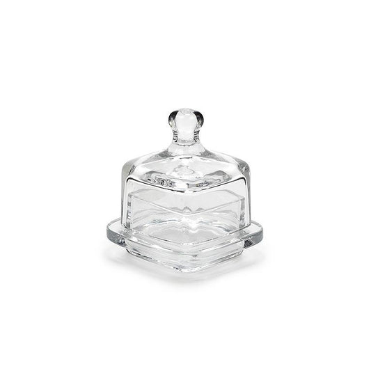 Small Square Covered Glass Butter Dish