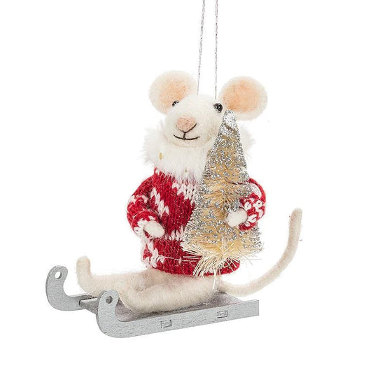 Mouse Sled Ornament