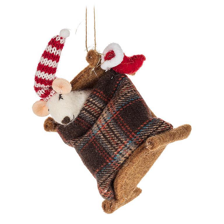 Felt Mouse Ornament - Mouse In Bed Ornament 5.5